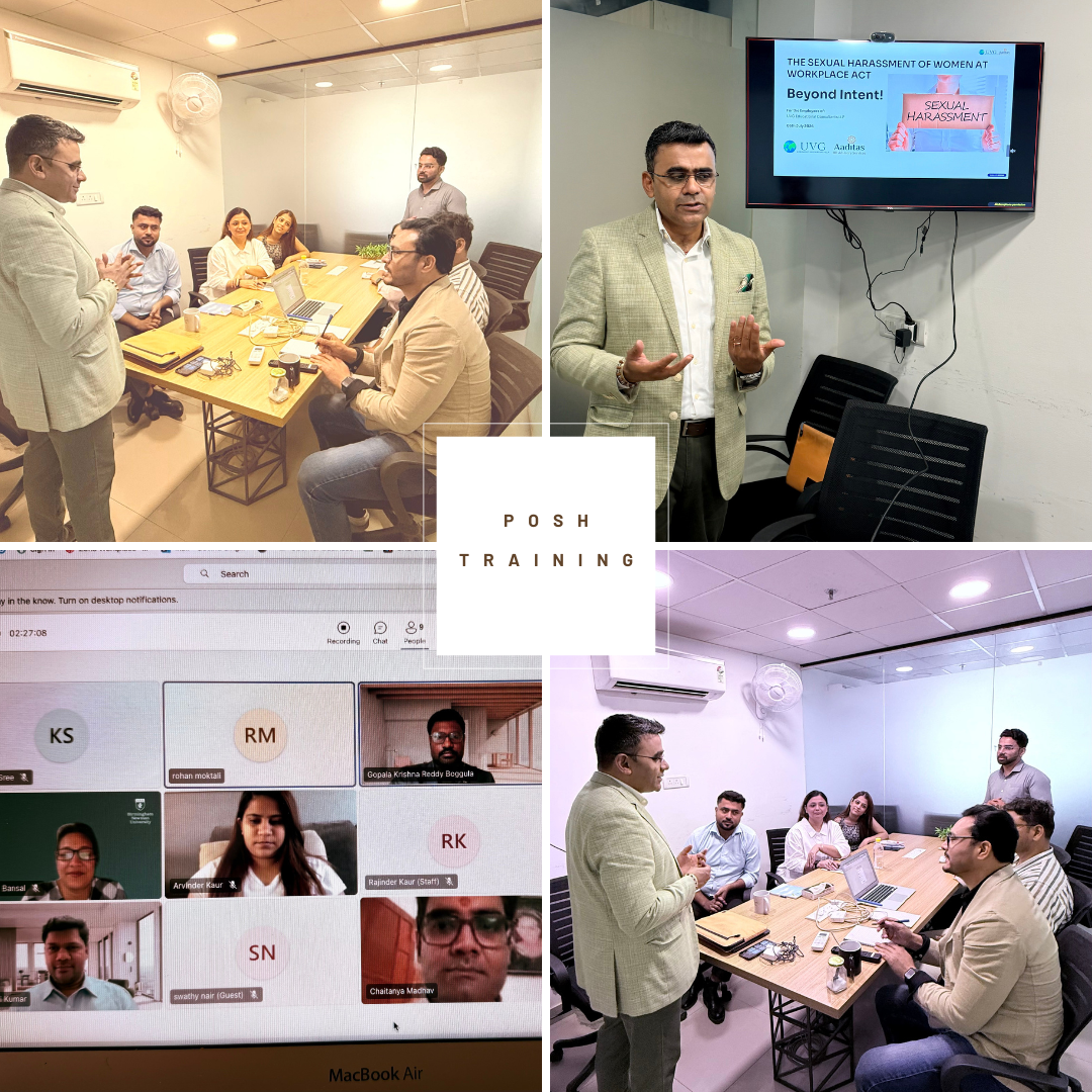 UVG team in a POSH awareness workshop, in the office and on a video call